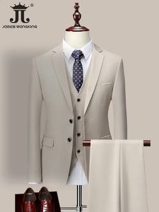 Herenpakken blazers 14 kleur m-6xl jas vestpants high-end merk formele zakelijke heren pak driedelige bruidegom trouwjurk vaste kleur pak 231214