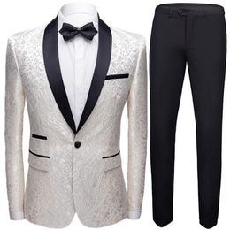 Costumes pour hommes Blazers 2 pièces Pak ensemble Luxe mariée gomme robe de mariée fête haut de gamme personnalisé coupe ajustée revers Blazer Jas