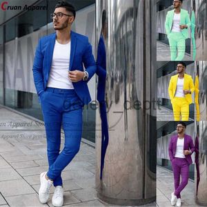 Herenkostuums Blazers 20 kleuren Casual Koningsblauw Herenkostuums Set Op maat Slanke Beste Man Bruidegom Trouwpak Tuxedo Mode Zakelijk jasje met broek 2 stuks J230925