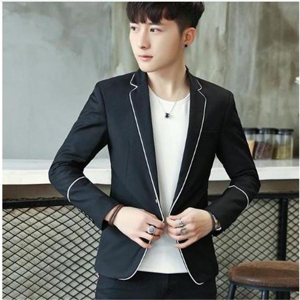 Trajes para hombres Blazers 2021 Ropa para hombre Traje casual Chaqueta Drop Slim Fit M-3XL Borde blanco en el frente Venta al por mayor Negro Gris Masculino