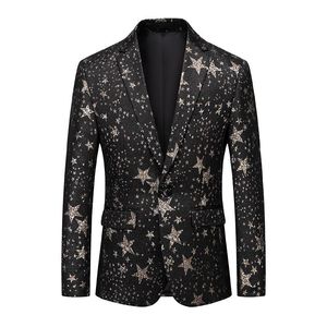 Trajes de hombre Blazers 2021 chaqueta occidental única estilo coreano de moda de cinco puntas estampado de estrellas traje delgado para hombre Vagueleblazers