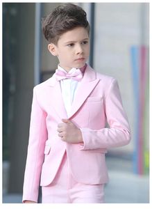 Trajes para hombre Blazers 2021 Slim Fit Pink Kid Suit Niños Boda Blazer hecho a medida Boys Groom Tuxedo 2 piezas (chaqueta + pantalones)