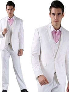 Herenpakken blazers 2023 aankomst op maat gemaakt slanke fit blazer witte mannen pak voor bruiloft ingekapte reversjas bruidegom slijt