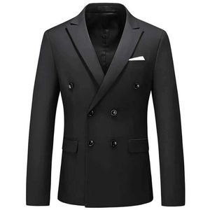 Herenpakken blazers 2023 mode nieuwe heren casual boutique zakelijke vaste kleur dubbele borsten pak jas pionier q240507