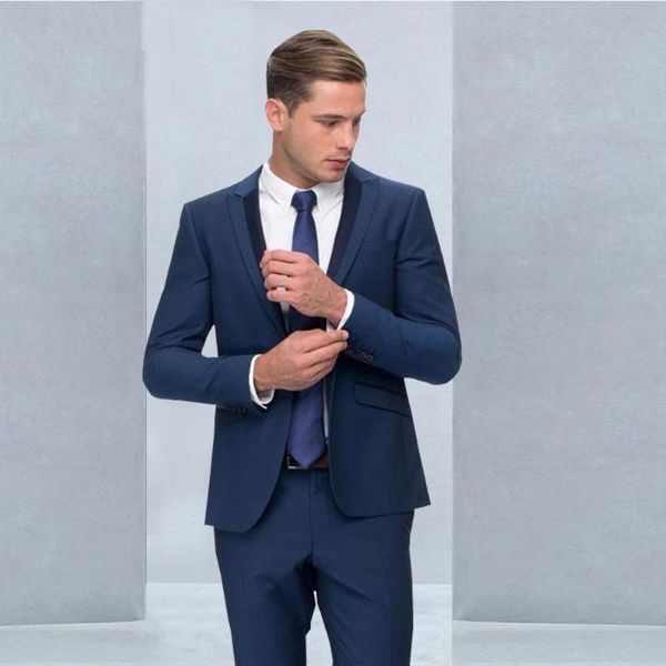 Costumes pour hommes Blazers 2023 dernière haute qualité personnalisé bleu marine col percé décontracté Banquet mince costume formel mariage gilet fête