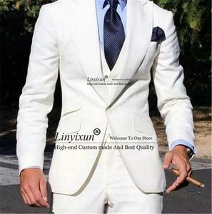 Herenpakken Blazers 2023 Nieuwste Slim Fit Coat Pant Designs White Classic For Wedding Handsome Groom Tuxedo Prom Party 3 -Piece
