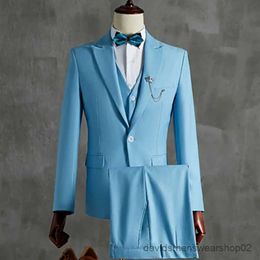 Costumes pour hommes Blazers 2023 hommes de loisirs Boutique Business Decoration Formal Wedding Groom Grooms Plen Robes Suit 3 PCS Set Blazers Coat Pantal