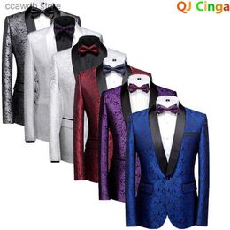 Herrenanzüge Blazer 2023 Neue blaue Herrenanzugjacke aus kleinem silbernem Jacquard Der Hochzeitsfeier-Blazer Masculino Rot Weiß Slim Fit Männer Terno 6XL T240110