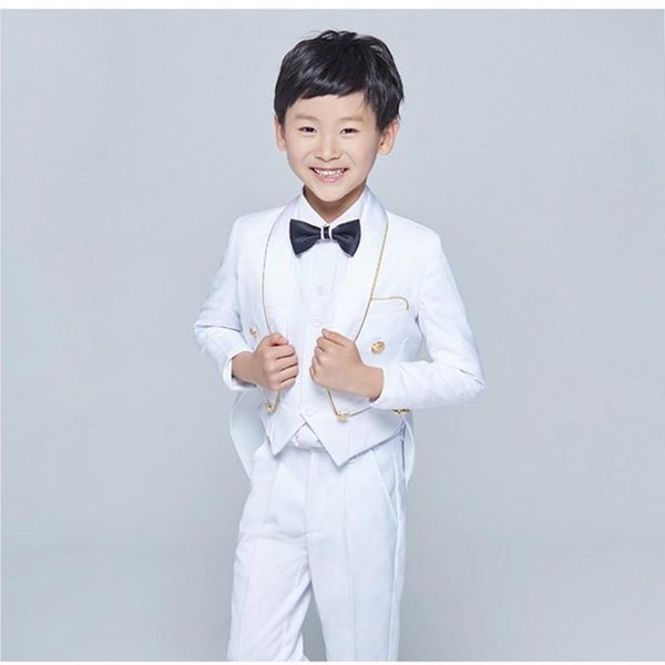 Trajes de hombre Blazers 2023 Tailcoat estilo hombres traje esmoquin chal solapa niños negro/blanco chico boda graduación (chaqueta chaleco pantalones corbata)