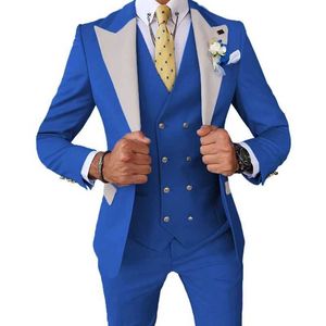 Herenpakken Blazers 2023 Wedding Jacket Jurk Blazers Coat Waastcoat broek Men Business 3 -delige set Casual Slim Fit pak broekvest T240428