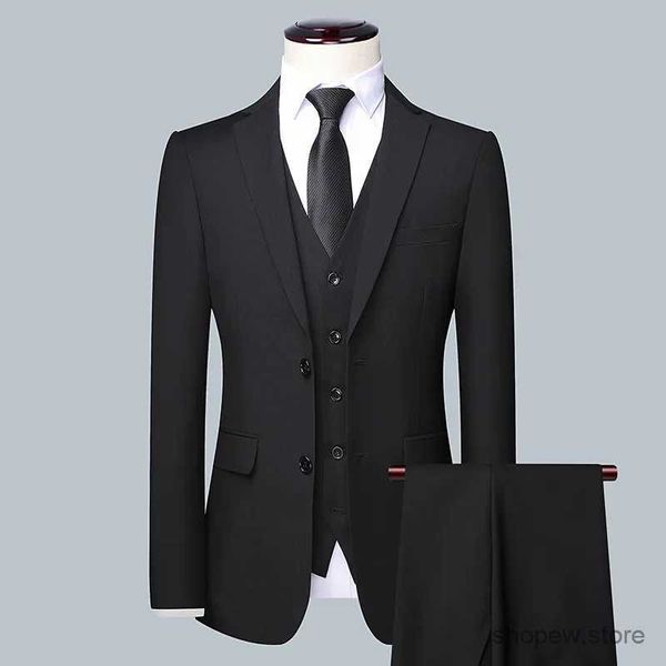Costumes pour hommes Blazers 2023 Couleur unie de haute qualité (costume + gilet + pantalon) Costume formel d'affaires pour hommes 3/2 costume d'affaires marié et meilleur homme