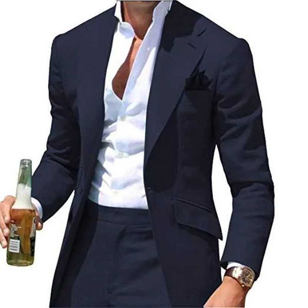 Costumes masculins Blazers 2024 Business and Leisure Mens portez un bouton de marié Ball soirée robe de soirée Pantalons de vestes personnalisées 2 pièces Visiteurs de mariage Q240507