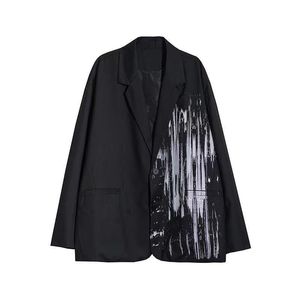 Trajes para hombres Blazers 21 Moda nacional de primavera Hombres y mujeres con el mismo estilo de pintura Impreso Abrigo de traje de ocio suelto Tendencia coreana