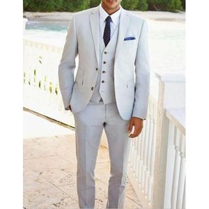 Costumes pour hommes Blazers 3 pièces Business Working Men Slim Fit Light Grey Gentlemen Blazer Mariage Tuxedos Veste Pantalon Gilet Traje de Novio 221201