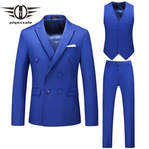 Costumes pour hommes Blazers 3 pièces costume bleu royal hommes jaune noir blanc rouge violet mariage pour bureau à double boutonnage formel Dre248I