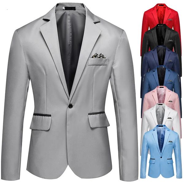 Costumes pour hommes Blazers 8 couleurs costume pour hommes affaires décontracté sans fer simple rangée simple bouton col fendu manteau de fête de mariage coupe mince bureau Blazer 231011