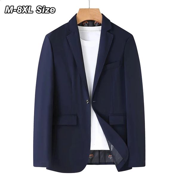 Costumes pour hommes Blazers 8XL 7XL 6XL hommes d'affaires jolie pochette grande taille couleur unie costume veste robe vêtements de travail surdimensionné manteaux mâle noir gris 231030