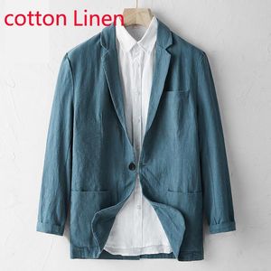 Costumes pour hommes Blazers Arrivée Mode Mince Hommes Lin Costume Coton Matériel Printemps Et Automne Été Simple Poitrine Décontracté Taille M L XL 2XL 3X