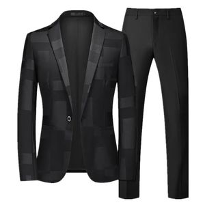 Costumes pour hommes Blazers Arrivée Hommes Costume D'affaires 2 Pièces Noir / Bleu / Vin Rouge Mode Mâle Prom Party Blazers et Pantalon De Couleur Pure Taille 6XL-S 231101