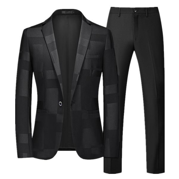 Costumes pour hommes Blazers Arrivée Men Business Costume 2 pièces noir / bleu / vin Red Fashion Male Prom Party Blazers and Pure Color Pants Taille 6xl-S 230227