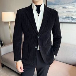 Мужские костюмы Пиджаки Осенне-зимний пиджак мужской топ тонкий деловой повседневный одинарный формальный костюм 231129