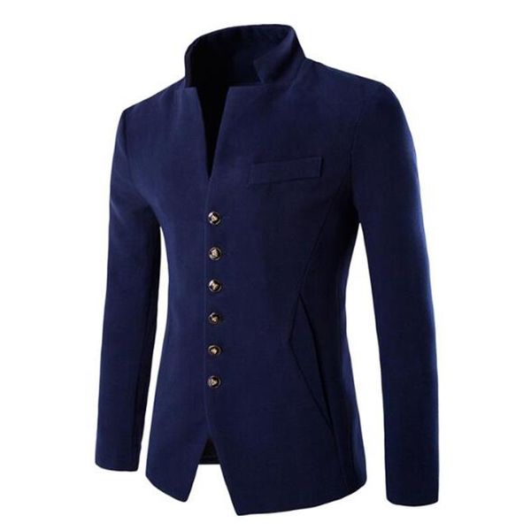 Costumes pour hommes Blazers Automne Blazer Hommes Col Chinois Costume Hommes Veste Décontractée Marque De Mode Vêtements Hommes