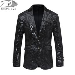 Costumes pour hommes Blazers Blazer noir hommes de haute qualité coupe ajustée veste de costume mode décontracté homme chic marié chanteur costume robe de soirée formelle 230202