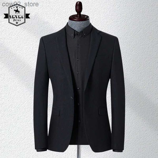 Costumes pour hommes Blazers Blazers noirs hommes coupe ajustée couleur unie décontracté élégant costume vestes vêtements d'extérieur manteaux de luxe élégant printemps et automne tenues coréennes Q230103