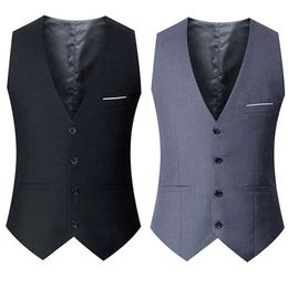 Herenpakken blazers zwart grijze marineblauwe vesten voor mannen slanke pak mannelijke vest gilet homme casual mouwloze formele zakelijke jas 220919
