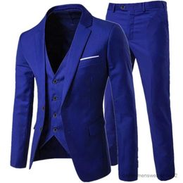 Trajes para hombres Blazers Blazer chaleco pantalones negocios Caballero 3 piezas de traje / novio boda clásica vestida delgada sólida hombres pantalones de chaqueta de gama alta