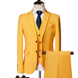 Herenpakken Blazers Boutique 6xl Blazer Vestbroek Gentleman Britse stijl Elegant Fashion Simple Business Casual Slim Formeel 3 -delige pak 230227