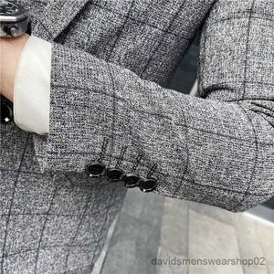 Herenpakken Blazers Boutique (Blazer + Vest + broek) Fashion Business Plaid Gentleman Elegant Casual Formal Dress Koreaans pak driedelig pak