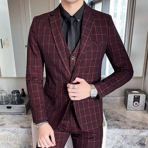 Costumes pour hommes Blazers Boutique Blazer Gilet Pantalon Mode Business Variété Gentleman Élégant Casual Robe Formelle Costume Coréen Costume Trois Pièces 230303