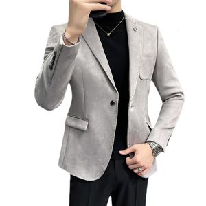 Costumes pour hommes Blazers Boutique S-4XL hommes d'affaires de mode décontracté mince Gentleman Style coréen confortable Style britannique robe en daim petit costume 230322