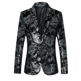 Costumes pour hommes Blazers Marque vêtements Gold Susiness Blazer Tendance Mâle Slim Costume Veste Discothèque Hébergé Robe De Soirée Costume De Loisirs Pour Hommes Taille S-5XL 231114