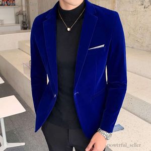 Herenpakken Blazers Merk Kleding Mannen Gouden Fluwelen Suitmale Slanke Hoge Kwaliteit Business Blazersgroom Trouwjurk Jas 110