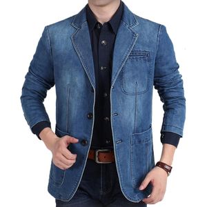 Costumes pour hommes Blazers Marque De Mode Hommes Blazer Tendance Jeans Costumes Costume Décontracté Jean Veste Hommes Slim Fit Denim Veste Hommes Casual Printemps Slim Fit Manteau 230724