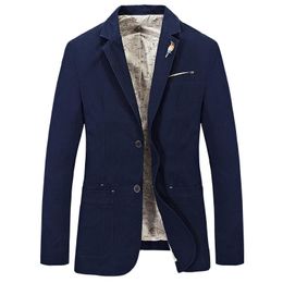 Herenpakken blazers merk mannen passen casual blazer jasje katoen mannelijk blauw plus size s 3xl 4xlmen's