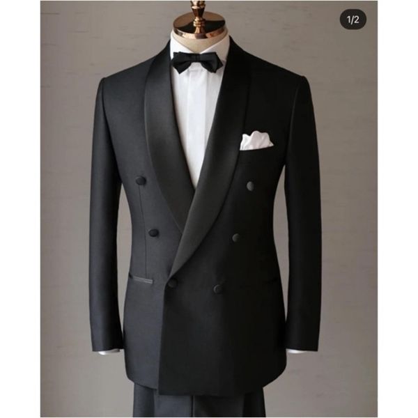 Costumes pour hommes Blazers Business Real Po Châle Revers Hommes Costumes Slim Fit 2 Pièces Mariage Marié Vêtements Personnalisés Tenue Décontractée Ensemble Quotidien Blazer Pantalon 220909