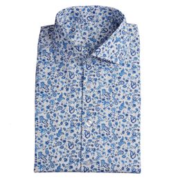 Herenpakken blazers casual bloemenjurken shirts op maat gemaakte blauw wit wit patroon met lange mouwen op maat gemaakte bloei 230206