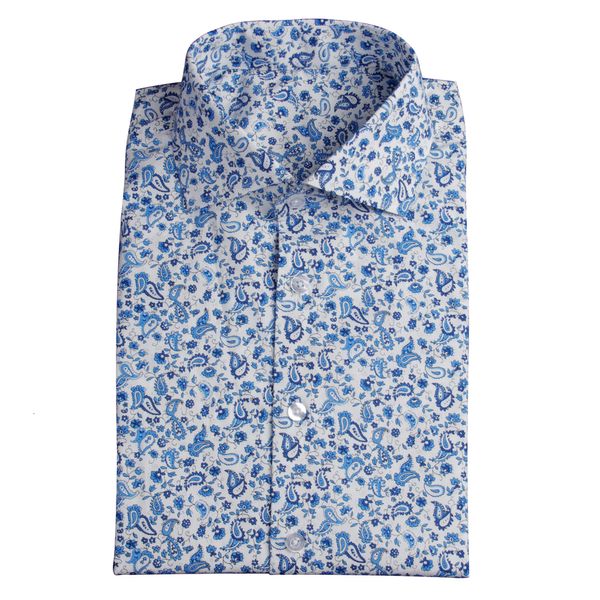 Costumes pour hommes Blazers décontracté chemises habillées à fleurs sur mesure à manches longues bleu blanc à motifs sur mesure fleuri hommes 230206