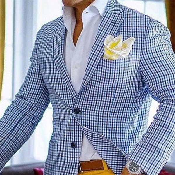 Costumes pour hommes Blazers Casual Plaid Robe Professionnelle Col Bleu Style Britannique Élégant Rétro Veste Business Gentleman Vêtements 230426