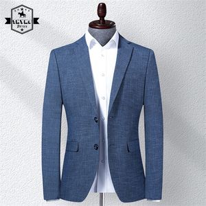 Herenpakken blazers casual pak jassen blazer voor mannen bruiloft blauw slanke fit uit het deksel oversized single breasted blazers elegante luxe jassen Koreaans 220826