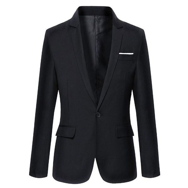 Costumes pour hommes Blazers Costume décontracté Homme d'affaires jeune et d'âge moyen Style coréen Slim Petite veste formelle Chemise occidentale simple Noir