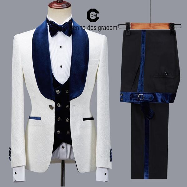 Costumes pour hommes Blazers Cenne des Graoom Dernière conception de manteau Hommes sur mesure Tuxedo 4 pièces Blazer Velvet Revers Mariage Costume de marié Ho