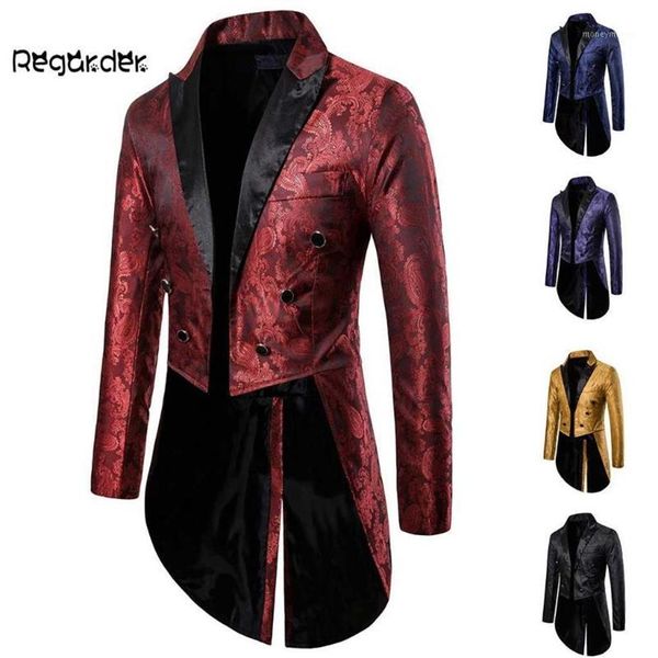 Costumes pour hommes Blazers Charme Hommes Tailcoat Longue Veste Goth Steampunk Fit Costume Cardigan Manteau Cosplay Praty Simple Poitrine Swa269k