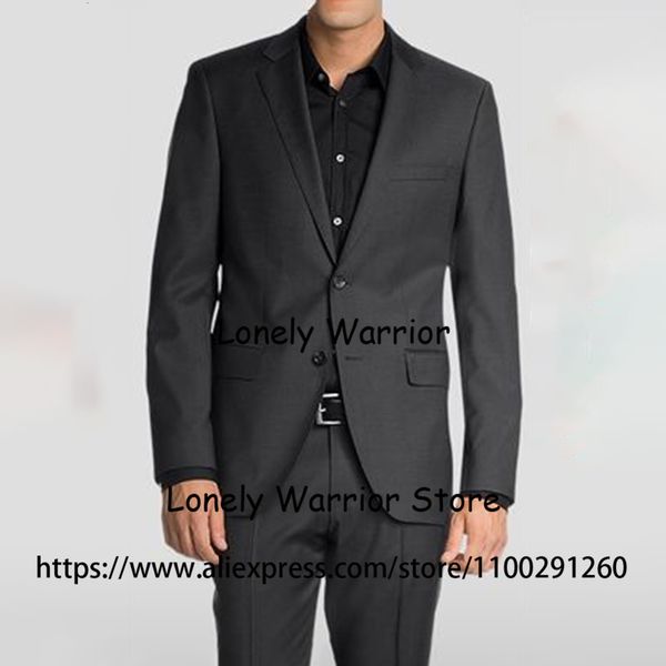 Costumes pour hommes Blazers Classique Gris foncé Costumes pour hommes Blazer d'affaires professionnel Coupe cintrée Smoking Décontracté Quotidien Ensemble 2 pièces Veste Pantalon Terno Masculino 230809