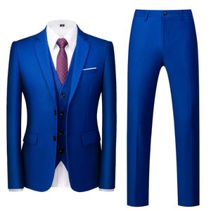 Costumes pour hommes Blazers Classique Bleu Royal Hommes D'affaires 3 Pièces Terno Masculino Slim Fit Groom Tuxedo Pour Mariage Blazer Pantalon VestMen's