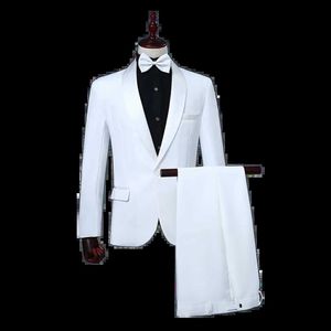 Costumes masculins Blazers Classic Two-Piece Mens Jacket White and Pantal