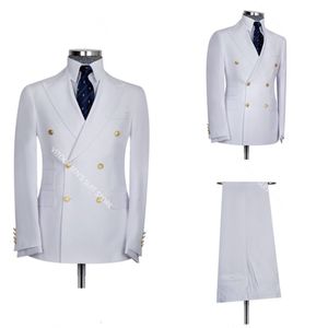 Costumes pour hommes Blazers classique blanc couleur unie hommes ed revers Blazer sur mesure double boutonnage fête bal manteau Tuxedos/mariage ensembles masculins 221121